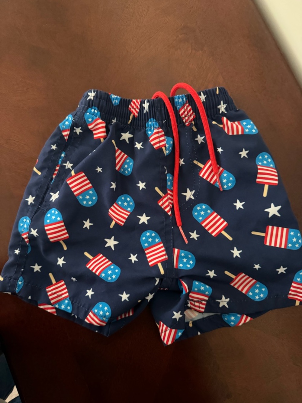 Patriotic Popsicle Print Swim Trunks - Navy & Red